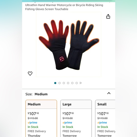 NEW Open Box Rechargeable Battery Electric Heated Gloves 4 Arthritis Hands Bikin - Picture 8 of 10